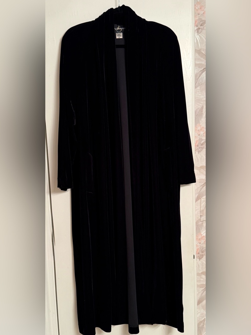 JS Collections Black Velvet Long Robe